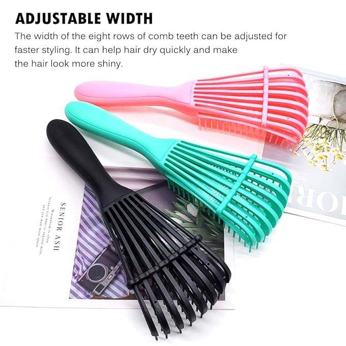 Hair Brush for Afro America/African Hair Textured 3a to 4c Kinky Wavy/Curly/Coily/Wet/Dry/Oil/Thick/Long Hair, Detangling Brush for Women (2 pcs, Pink-Black)