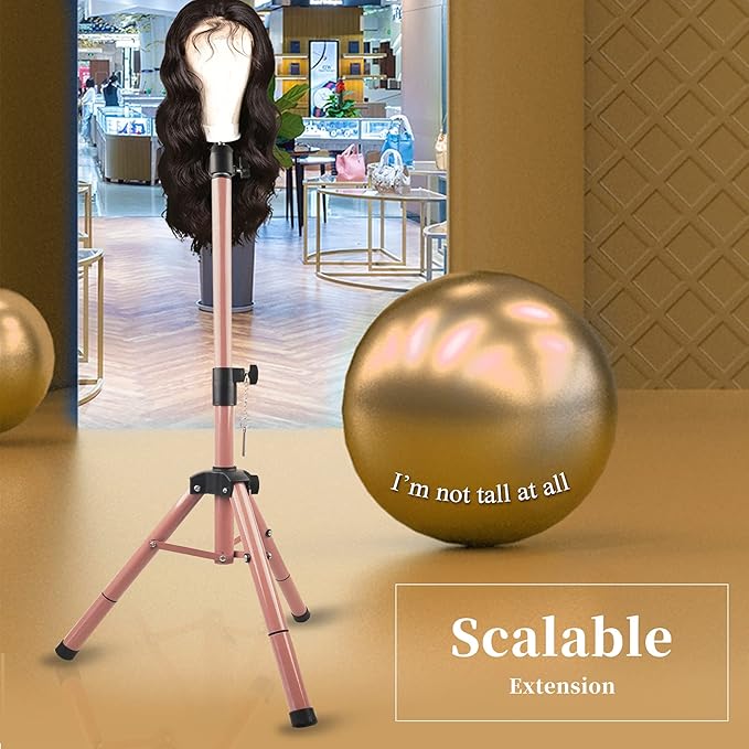 Smilco Mannequin Head Stand,Adjustable Wig Stand Tripod,Heavy Duty Wig Head Stand for Cosmetology Hairdressing Training