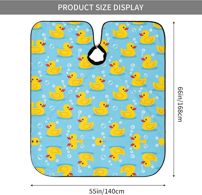 Extra Large Hair Styling Cape, Haircut Apron Yellow Rubber Ducks Soap Bubbles Blue Haircuting Salon Cape Gown for Hair Cutting Styling