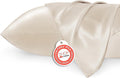 Bedsure King Size Satin Pillowcase Set of 2 - Beige Silky Pillow Cases for Hair and Skin with Envelope Closure, Similar to Silk Pillow Cases, Gifts for Women Men, 20x36 Inches, 2pcs