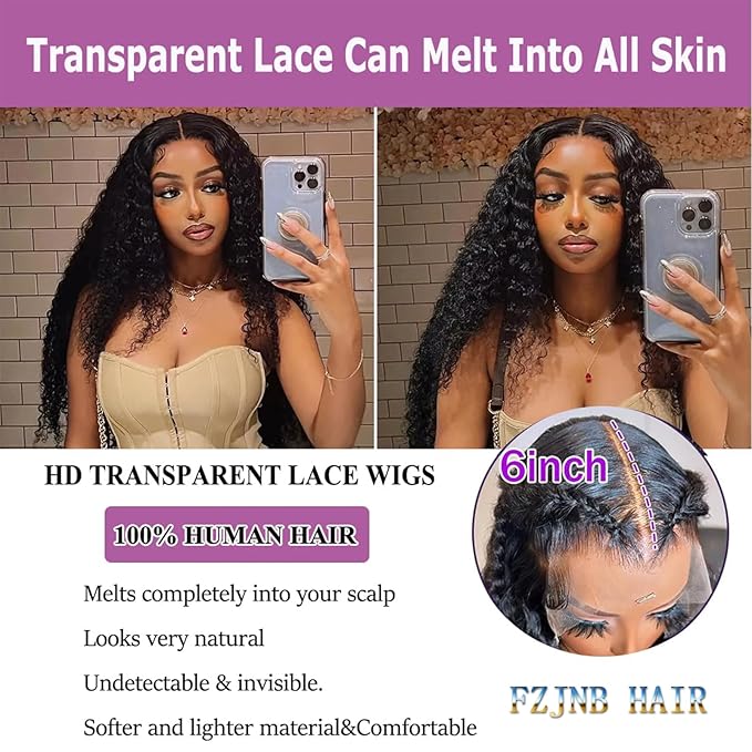 26 Inch Deep Wave Lace Front Wigs Human Hair 13x6 HD Lace Front Wigs Human Hair Pre Plcked Curly Human Hair Wig for Women 200% Density Water Wave Lace Front Wigs Human Hair With Baby Hair