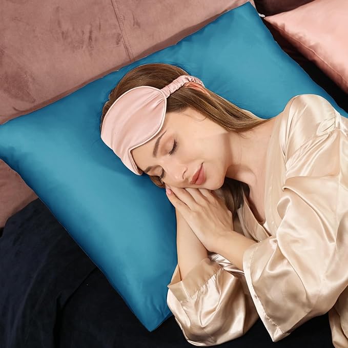 Adubor 100% Silk Pillowcase - Mulberry Silk Pillow Cases, 23 Momme 6A Grade Fibers, Silk Pillow Case for Hair and Skin Health, with Hidden Zipper (King 20''×36'', Peacock Blue, 1PC)