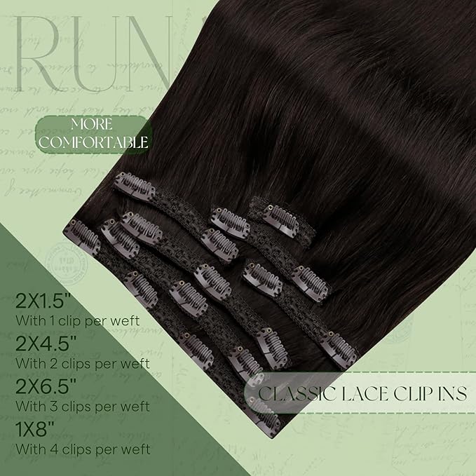 RUNATURE Clip in Hair Extensions Human Hair Dark Brown Human Hair Extensions Clip Ins Short Real Human Hair Clip in Extensions Remy Natural Hair 10 Inch 80g 7pcs #2 Darkest Brown