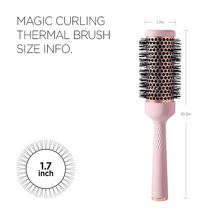 Magic Curling Round Brush(1.7 Inch), Non-electronic, Self-Standing Round Quick Styling Brush, Great Blowout, Ceramic Coated/Ionic Thermal Barrel, Blowout Volume, Wave Styler