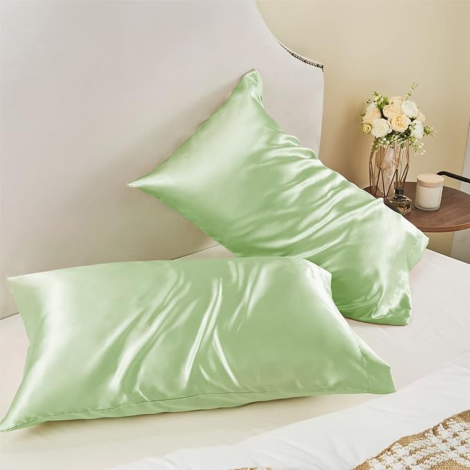BEDELITE Satin Pillowcase for Hair and Skin, Super Soft and Cooling Similar to Silk Pillow Cases 2 Pack with Envelope Closure, Gift for Women Men(20"x40" King Size, Gleam)