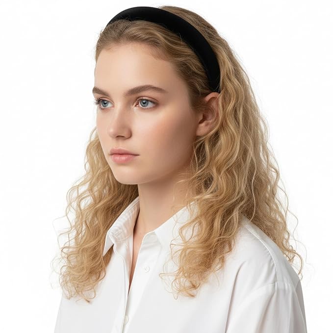 Black Velvet Headbands for Women,3 Pcs Headbands for Women Non Slip 3 Different Width,Elastic Hair Bands Fashion Accessories