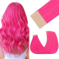 GOO GOO Tape in Hair Extensions Human Hair, Pink, 12inch 20g 10pcs, Colored Tape ins Human Hair Extensions, Silky&Soft Invisible Tape Ins, Hair Highlighted for Party
