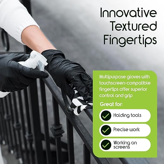 Inspire Black Nitrile Disposable Gloves | 4.5 Nitrile Safety Medical Cooking Cleaning Disposable Black Gloves