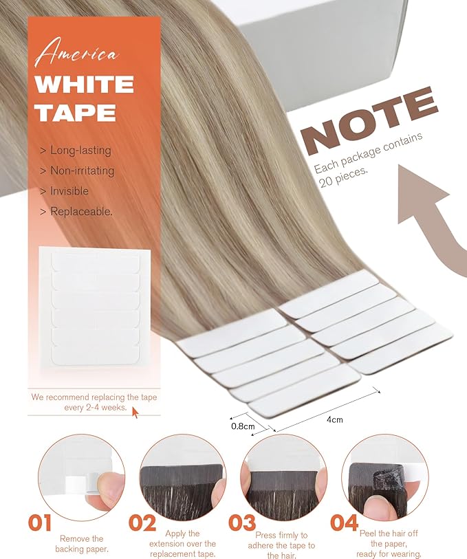 Sunny Hair Blonde Tape in Hair Extensions Human Hair Ash Blonde Highlight Bleach Blonde Hair Extensions Tape in 28 Inch Remy Tape in Txtensions for Women Wedding 20Pcs 50g