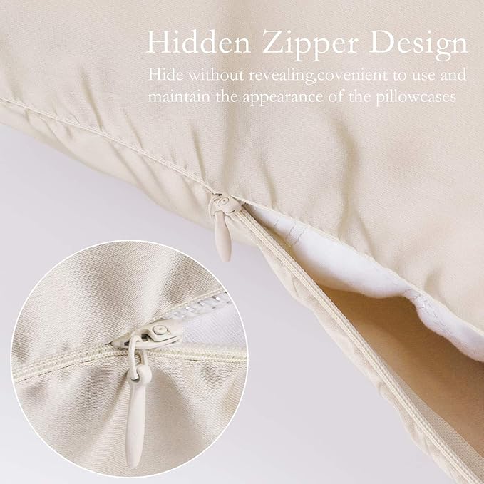 2 Pack 100% Mulberry Silk Pillowcases, Standard Size with Hidden Zipper - Hypoallergenic and Breathable