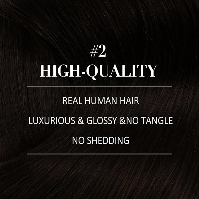 YoungSee Brown Clip in Human Hair Extensions Darkest Brown Clip on Hair Extensions Human Hair Dark Hair Extensions Clip ins for Natural Look 18Inch 120G 7Pcs