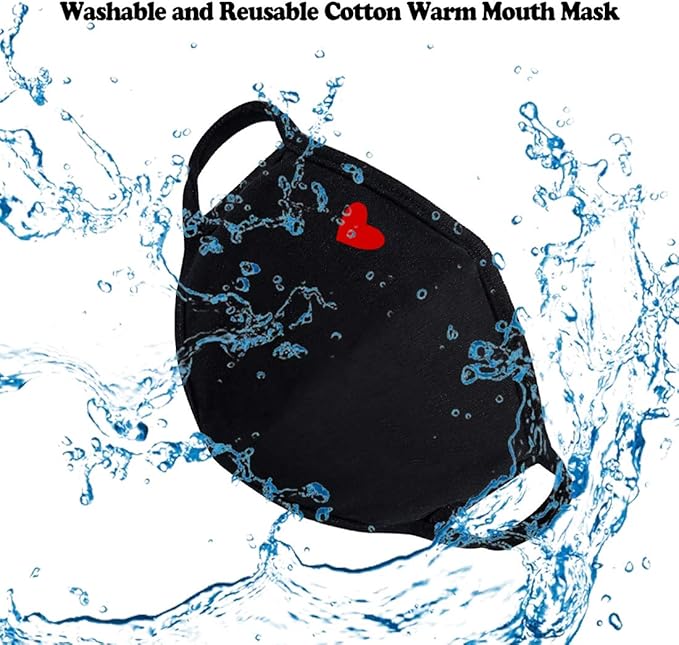 comfso Fashion Cute Heart Face Protection with Adjustable Nose Bridge - Christmas Gifts, Gifts for Women, Unisex Cotton Cloth Heart Masks, Washable Reusable Warm for Outdoor Activities
