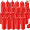 24 Pcs 32 oz Squeeze Bottle Large Plastic Wide Mouth Squeeze Bottles for Condiment Sauces Chocolate Ketchup Mustard BBQ Grill Restaurant (Red)