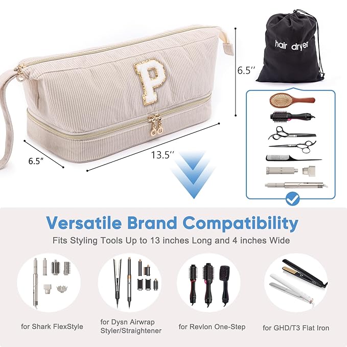 Shark FlexStyle/SmoothStyle Personalized Hair Dryer Case - Travel Carrying Case with Hair Dryer Bag, Air Wrap Dryer, Flat Curling Iron Organizer