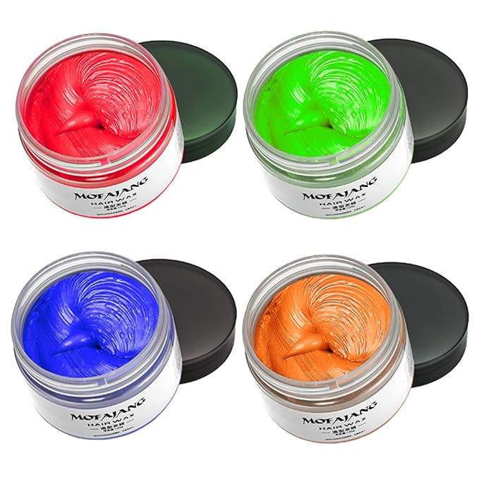 Temporary Hair Color Chalk, Hair Wax Color For Gifts, Birthday,Party, Cosplay DIY, Halloween, Christmas (4, Red Orange Blue Green)