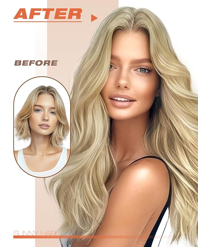 Sunny Hair Tape in Hair Extensions Real Human Hair Invisible Remy Hair Extensions Tape ins for Women Golden Blonde Highlight Medium Blonde 22 inch 20Pcs 50G