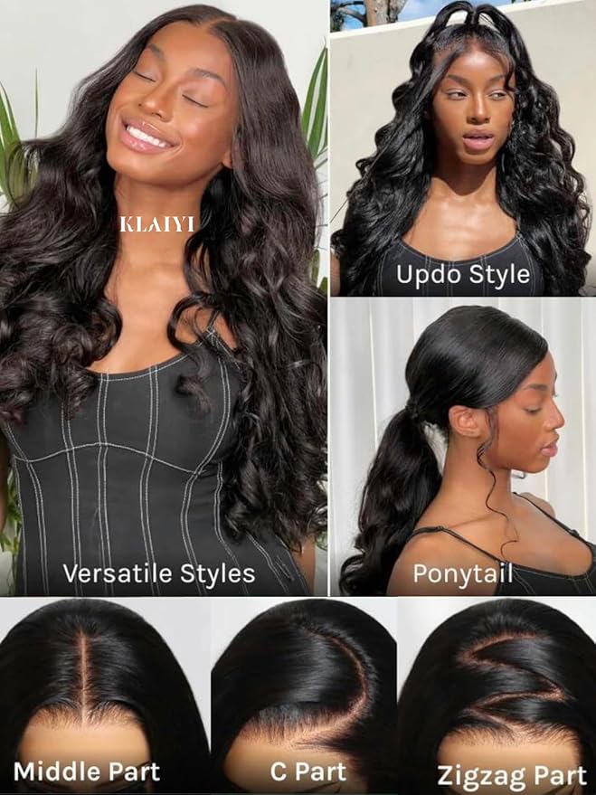 KLAIYI HD Real Scalp Wig 13x4 Lace Frontal Human Hair Wig Loose Body Wave with Face Framing Curtain Bangs Pre Everything Glueless 3S Wear and Go Precut Lace Pre Plucked Pre Bleached 180%Density 18Inch