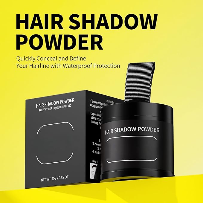 Gowwim Root Touch up Powder, Instantly Gray Hair Cover up Hairline Powder for Women & Men Waterproof and Sweatproof Root Cover Up Long-Lasting for Thinning & Loss Hair (Dark Brown, 10g)