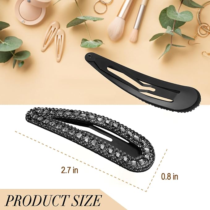 2PCS Rhinestone Hair Clips,Snap Hair Accessories,Decorative Hair Clips,Rhinestone Barrettes For Women Girls(SET16)