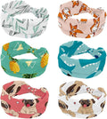 6 Pcs Stretchy Headbands for Women, Absorbed Sport Headband Soft Twist Knotted Headbands for Daily Life Yoga Workout, Dogs Collection Multi Animal