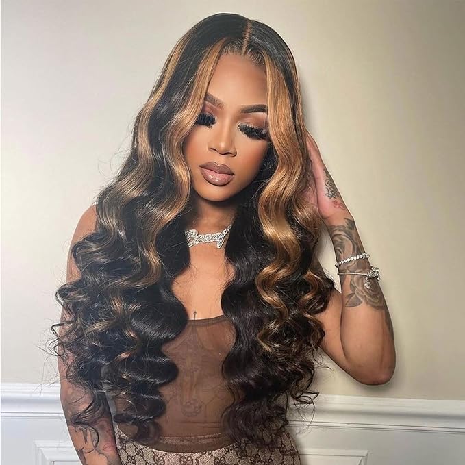 P1B/30 Body Wave Bundles Human Hair Highlight Brown Color Body Wave Bundle 100% Real Human Hair And True To Length 22 24 26 Inch 3 Pcs/Pack