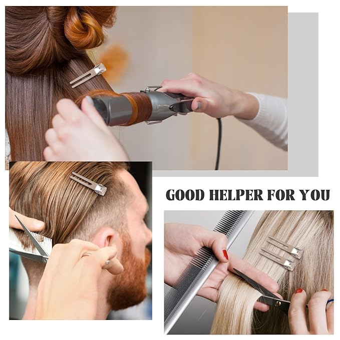 120pcs Double Prong Curl Clips, Metal Hairpins for Hair Styling and Bows, Salon-Grade Hair Clips for Curling (Silver)