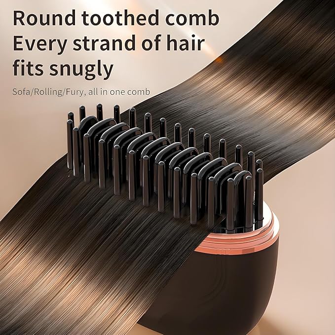 Mini Hair Straightener, Rechargeable Wireless Portable Hair Straightener Brush, 3-Speed Temperature Control, Rapid Heating & Anti Scald Shell, Lightweight and Portable for Travel (Black)