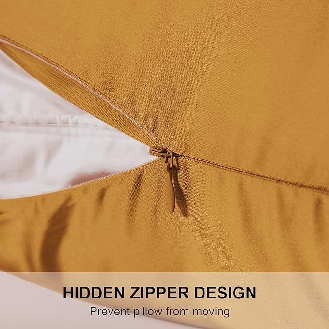Mulberry Silk Pillowcase for Hair and Skin,King Size Cooling Silk Pillow Case with Hidden Zipper,Allergen Proof Dual Sides Soft Breathable Smooth Silk Pillow Cover for Women(King,Golden)