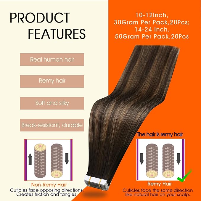 Full Shine Human Hair Tape in Extensions Color 2 Darker Brown Ombre 8 Ash Brown And 2 Invisible Tape ins Human Hair Extensions 14Inch Seamless Remy Skin Weft 50Gram Add Volume for Wedding 20Pcs