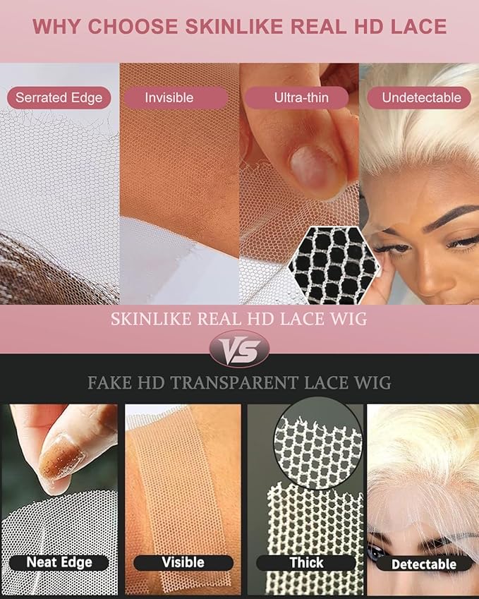 Alididi Skinlike Real Hd 613 13x6 Lace Front Wig Human Hair Pre Plucked Bleached Knots 200% Density 0.10mm Ultra-Thin Invisible Lace Blonde Wig Human Hair Body Wave For Women 20 Inch