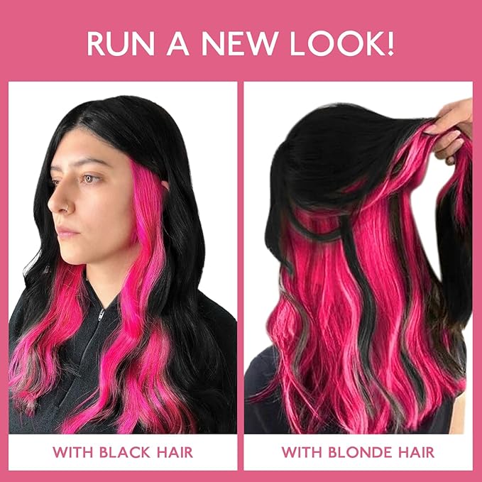 WENNALIFE Hot Pink Clip in Hair Extensions Real Human Hair 35g 6pcs 24 Inch Colored Hair Extensions for Kids Women Colorful Hair Pieces Pop-up Style Straight Extensiones De Cabello Humano Con Clip