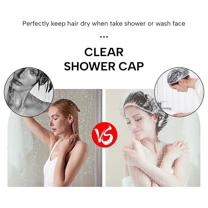 Years calm 50PS Disposable Shower Caps, Plastic Clear Shower Caps, lengthening and thickening Hair Caps for Hair dyeing assistance, Hotel and Hair Salon, Home Use, Portable Travel (Size 20.5"/52cm）