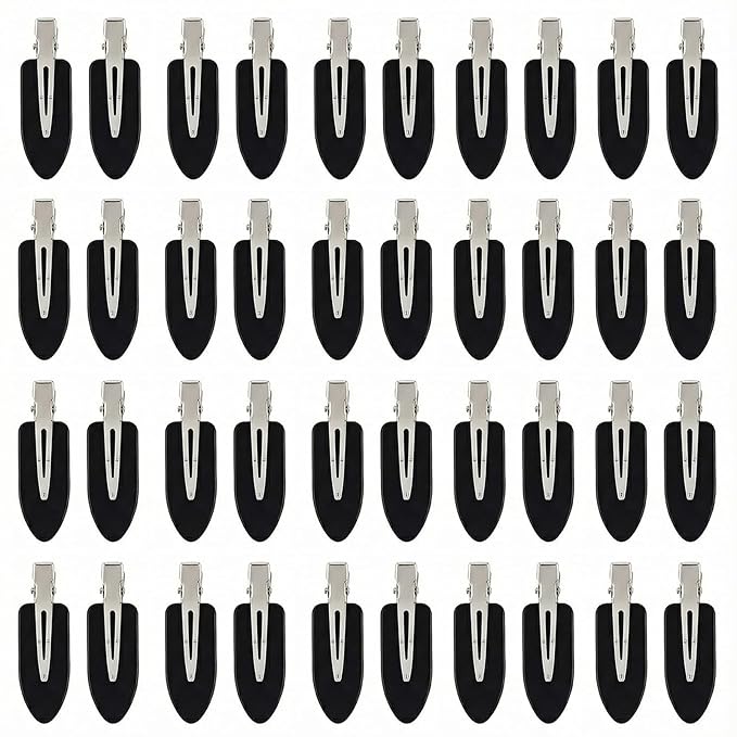No Crease Hair Clips Makeup Pin Curl Clip Bulk 40Pcs Multicolor No Bend Dent Bang Creaseless Hair Clips for Makeup Application Bangs Hairpin Setting Pins Clip for Women Styling (Black)