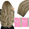 YoungSee Sew in Hair Extensions Real Human Hair Balayage Light Brown Mix Platinum Blonde Weft Hair Extensions Human Hair Dyable Sew in Bundles Human Hair for Women 100G 16Inch