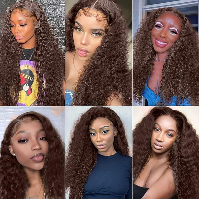 28 30 32 Inch Color 4 Water Wave Bundles Brown Human Hair Bundles Niegmeag Brazilian Virgin Soft and Sikly Remy Hair Extensions Dark Brown Color