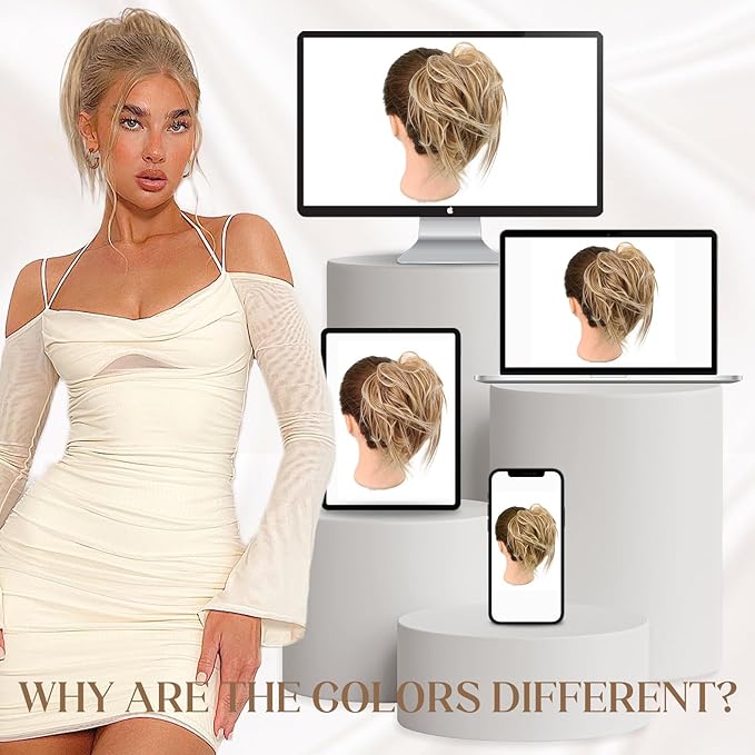 HMD Tousled Updo Messy Bun Hair Piece Hair Extension Ponytail With Elastic Rubber Band Updo Extensions Hairpiece Synthetic Hair Extensions Scrunchies Ponytail Hairpieces for Women