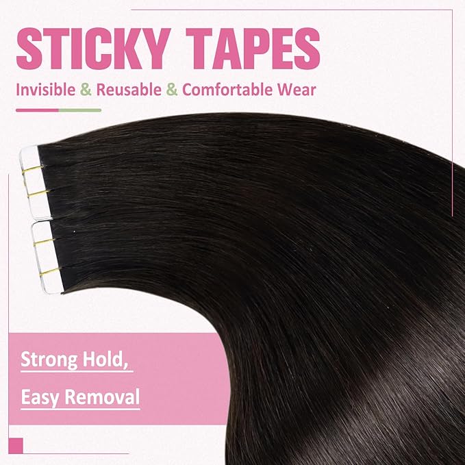 YoungSee Tape Hair Extensions Real Human Hair Brown 14inch 50g 20pcs Invisible Tape in Brown Hair Extensions for Women Human Hair Tape-in Extension Silky Straight