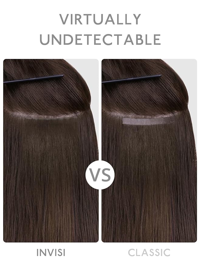 WENNALIFE Invisi Edge 8cm Tape in Hair Extensions Human Hair, 18 Inch 50g 10pcs, Jet Black Invisible Remy Tape Ins Straight Reusable Natural Injected Weft Extensiones De Cabello Humano