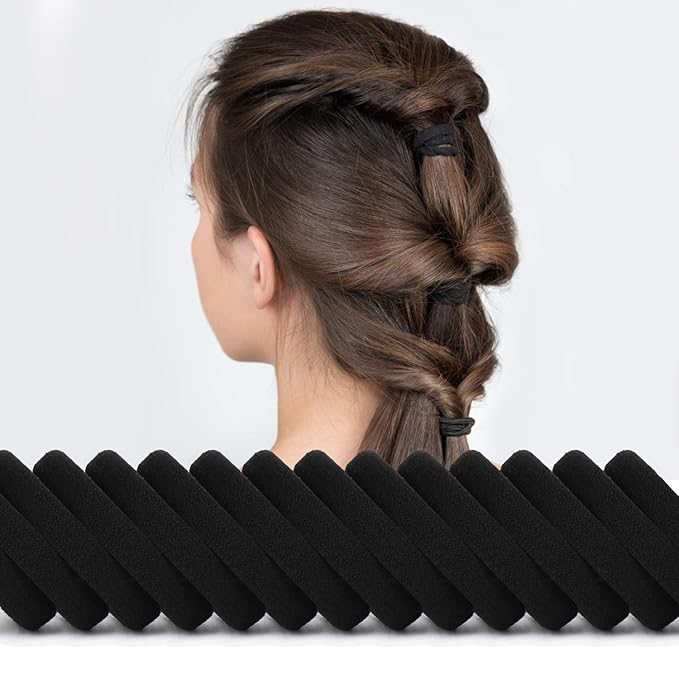 100PCS Large Cotton Ponytail Holders, Seamless Hair Ties, Elastics Hair Bands No Damage for Thick, Heavy and Curly Hair, 2 Inch Diameter by BAOLI