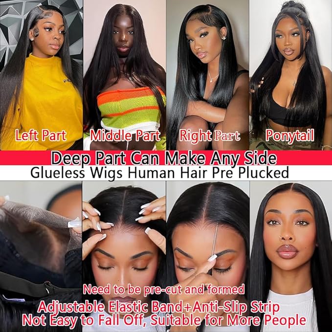 13x6 Lace Front Wigs Human Hair 24 Inch Straight HD Lace Front Wigs for Women 200 Density Pre Plucked Glueless Wigs Human Hair with Baby Hair Natural Color