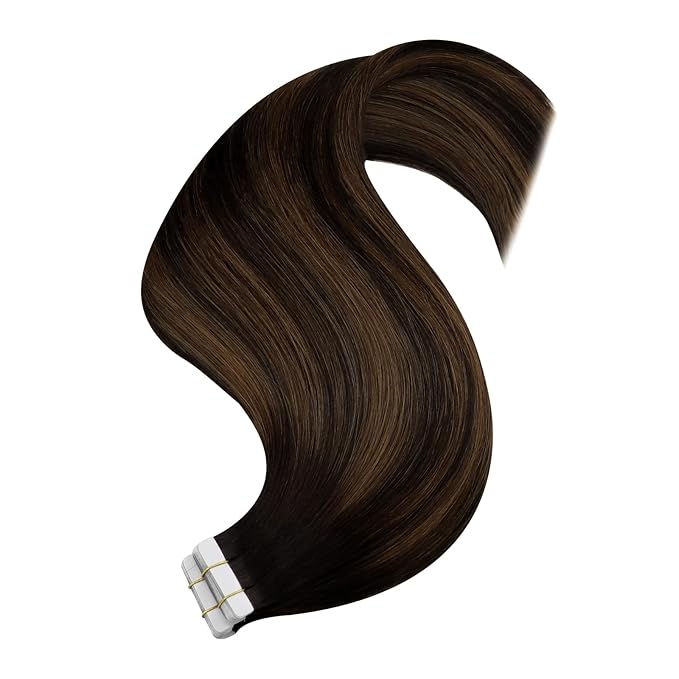 YoungSee Tape in Extensions Human Hair Balayage Tape in Hair Extensions Human Hair Dark Brown Mix Ash Brown Human Hair Tape-in Extension 22In Ombre Hair Extension Tape-in 20pcs 50g for Instant Length
