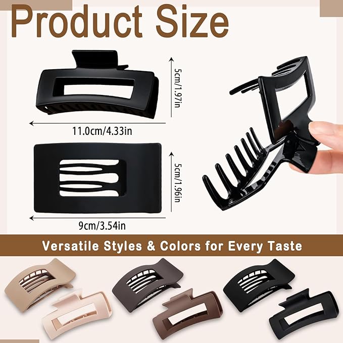6 PCS Flat Hair Clips for Women Girls，French Flat Claw Clips & Cloud Claw Clips，Large Non-Slip Strong Hold Styling Barrettes Accessories for Thick & Thin Hair，Perfect for Everyday Use-Leopard4