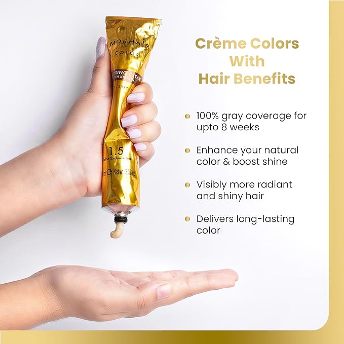 MOEHAIR Hair Coloring Kit | 8N Permanent Hair Color (Light Blonde), 20 Volume Developer 6%, Coloring Brush, Gloves & Mixing Bowl | Keratin Infused Color | Gray Coverage | Adds Shines & Softness