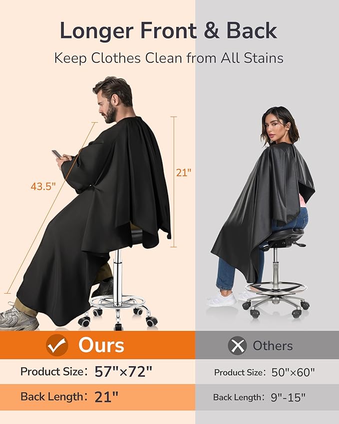 ULG Professional Hair Cutting Cape with Neck Duster Brush Waterproof Extra Large Size Salon Barber Cape Haircut Cape for Men