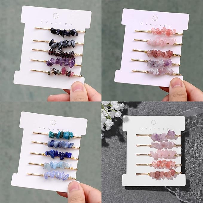 Crystal Hair Pins Gemstone Jeweled Bobby Pin Decorative Hair Accessories for Women Colorful Hairpins Set of 15