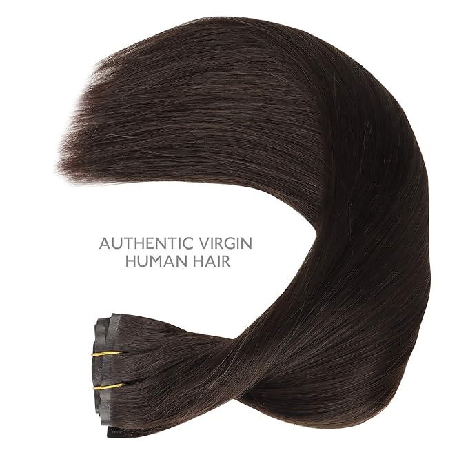 WENNALIFE Seamless Clip In Hair Extensions Human Hair, 12 Inch 80g 7pcs Dark Brown Real Hair Extensions Clip in Human Hair Invisible PU Skin Weft Natural Remy Hair