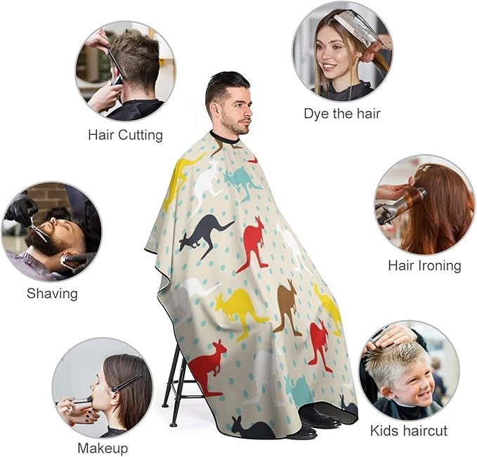 Men Women Adults Unique Kangaroo Australia Salon Haircut Capes, Lightweight Hairdressing Haircut Apron for Hairdressers, Profession Barbershop Supplies