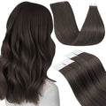 LaaVoo Tape in Hair Extensions Human Hair Mocha Brown Hair Extensions Real Human Hair Tape in Soft Hair Tape on Extension Seamless 18 Inch 20pcs 50g