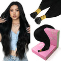 YoungSee I Tip Hair Extensions Human Hair Black 18 Inch Itip Human Hair Extensions Black I Tip Extensions Cold Fusion Itips Hair Extensions Human Hair Keratin Tip Extensions for Everyday Wear 60s 50g