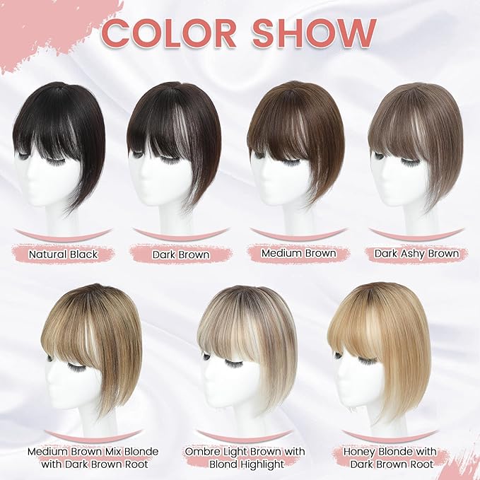 YAMI Human Hair Toppers for Women with Thinning Hair Topper with Bangs Upgrade Swiss Base 10inch Hairpiecees for Women with Hairloss (Medium Brown Mix Blonde with Dark Brown Root)